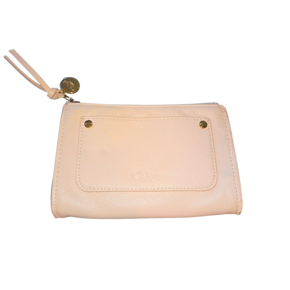 Chloe Parfums Blush Pink‎ Pebbled Vegan Leather Zippered Pouch Makeup Bag Charm